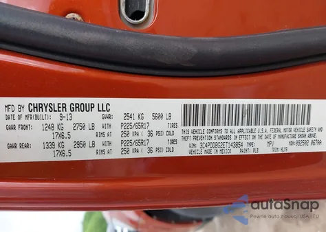 2014 Dodge Journey Sxt z USA, uszkodzony, nr VIN 3C4PDDBG2ET143854